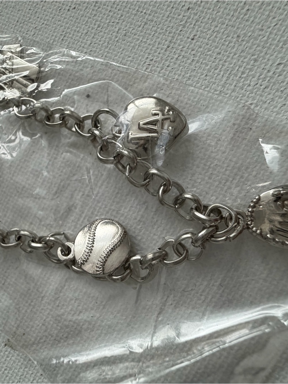 DODGERS BRACELET Silver Baseball Charm Bracelet - Sports Themed